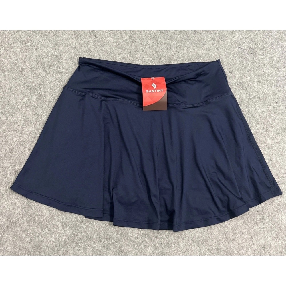 Santiny Women's Golf Tennis Skort Mesh Shorts Ball Pocket Navy‎ Blue LG NWT